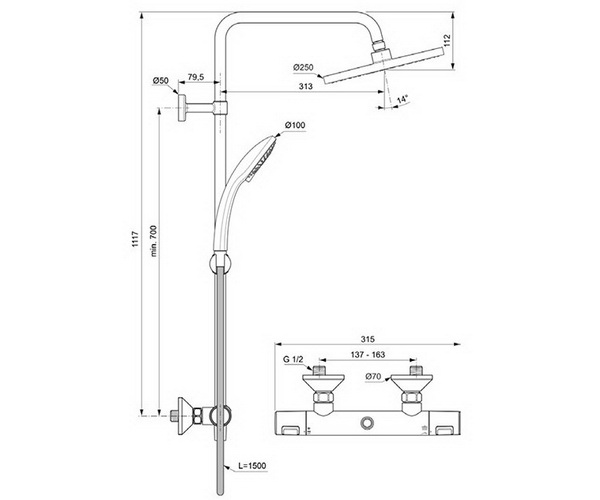 душевая система IDEAL STANDARD CERATHERM T25